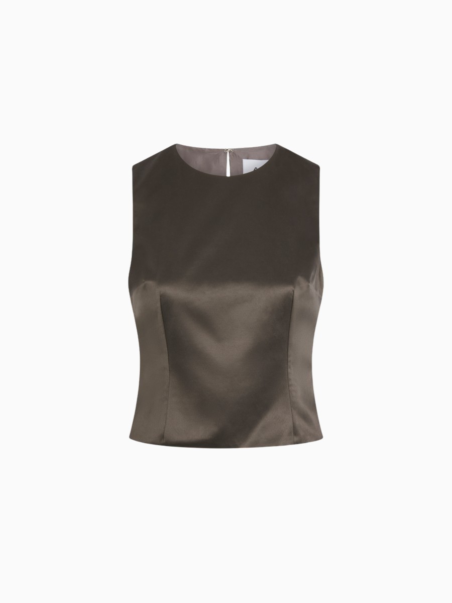 ALFIE The Nori Top in Dark Silver Satin